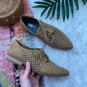 Dr. Scholl's Oxford Shoes Perforated Faux Suede Lace Up Pointed Toe 8.5